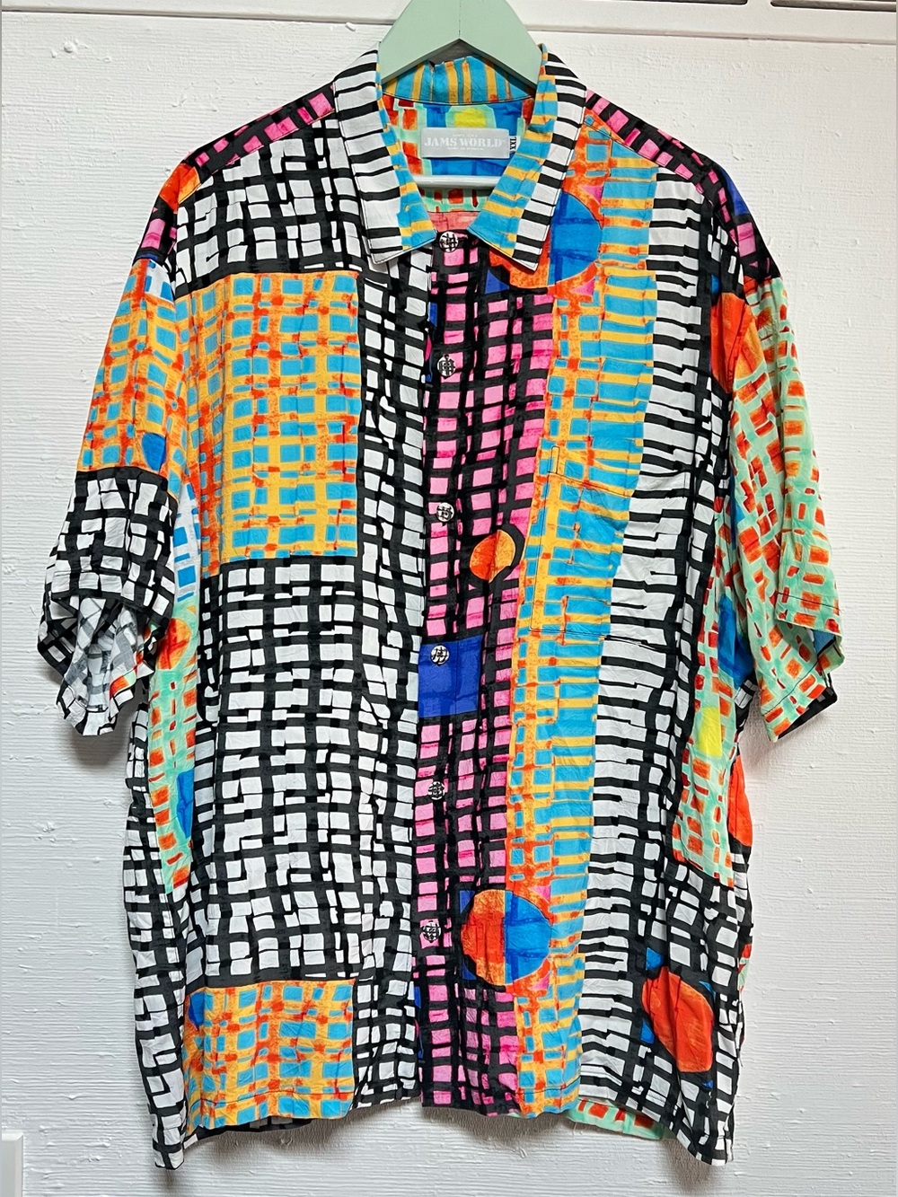 Vintage Jams World Multicolor Graphic Button-Up Hawaiian Shirt